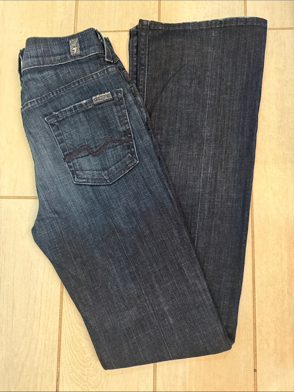 7 For All Mankind High Waist Bootcut Jeans Women 26 Dark Wash Stretch Denim Tall